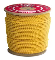 3/16 3-STRAND TWISTED POLYPRO ROPE- YELLOW